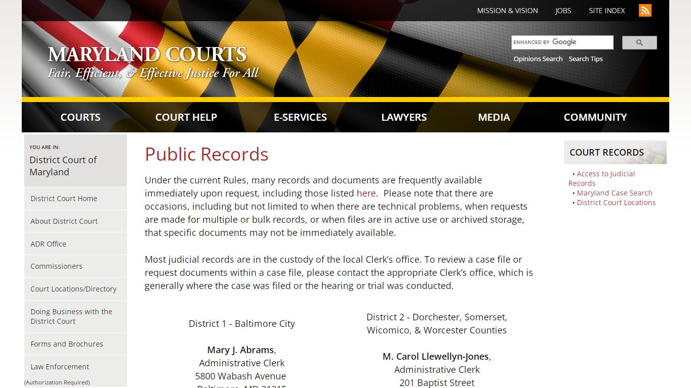 Public Records | Maryland Courts